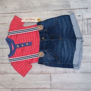 Boys matching onesie and jean shorts set